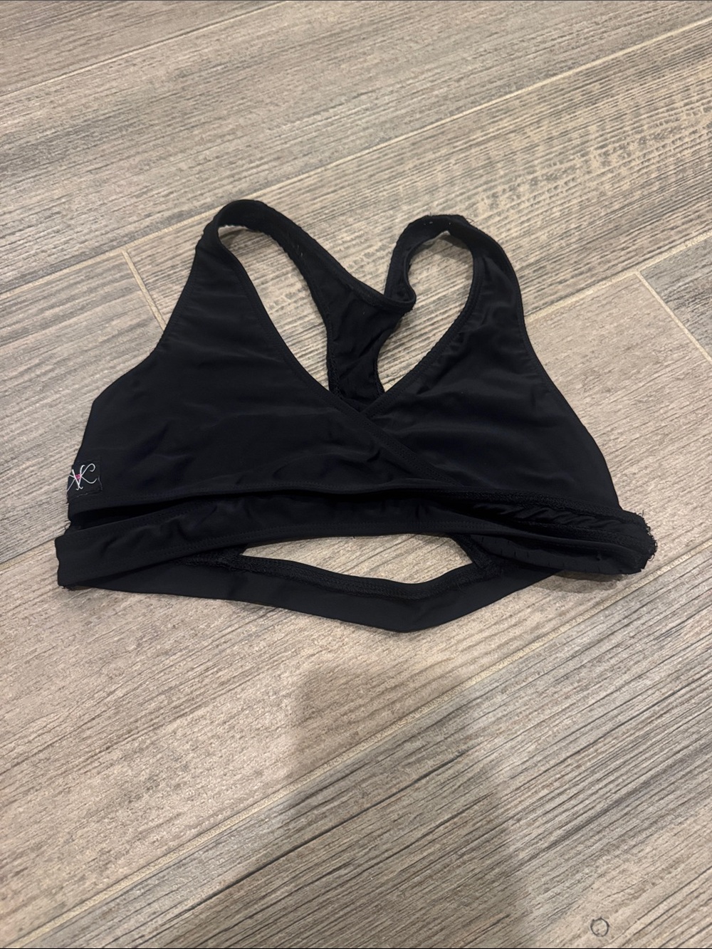 Black Racerback Cross-Back Kids Sports Bralette